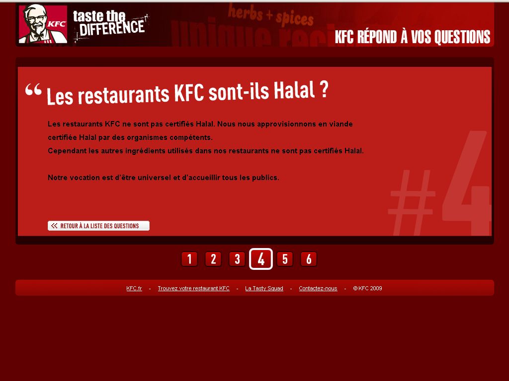 KFC non halal modifie sa FAQ