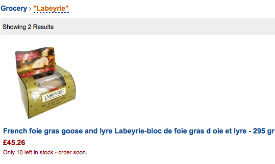 Foie gras en vente chez Amazon