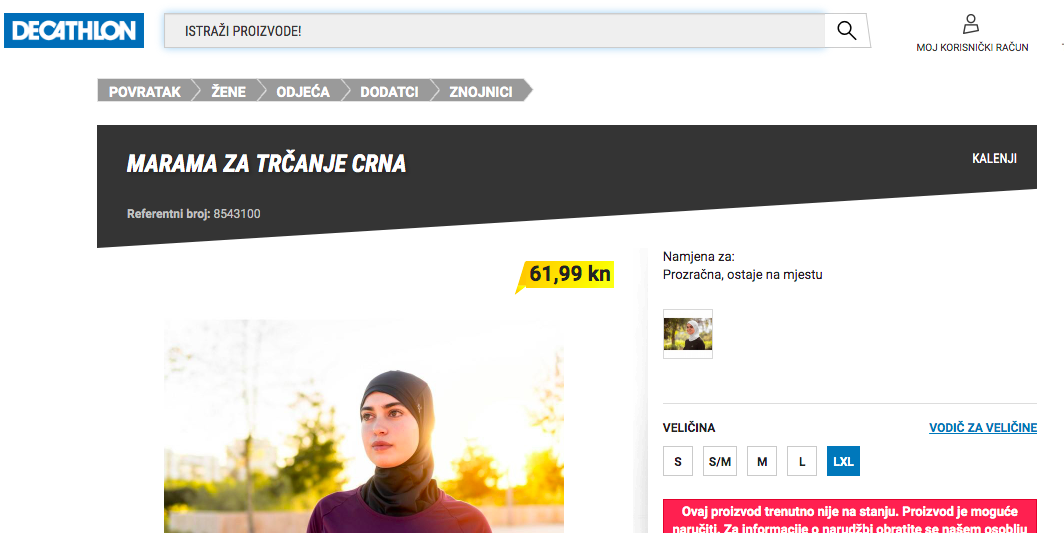 Hijab running Decathlon Croatie
