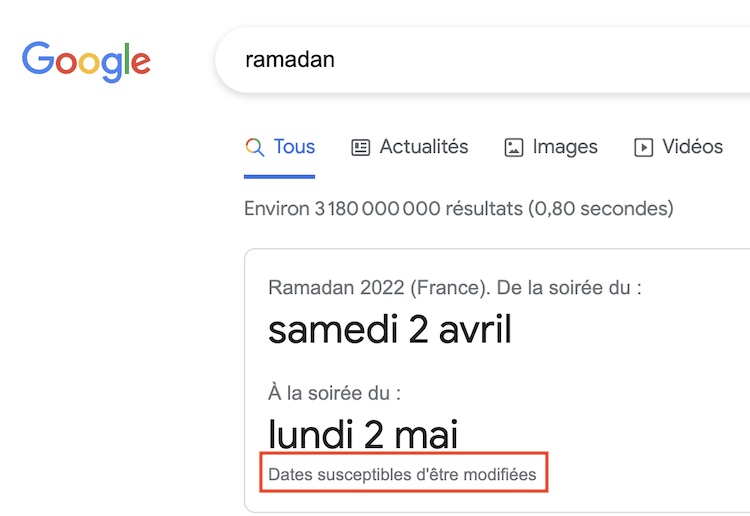 ramadan sur Google