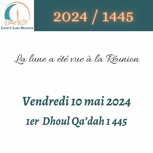 dhu al-qi'da 2024 1445 Ile de la Réunion - calendrier musulman