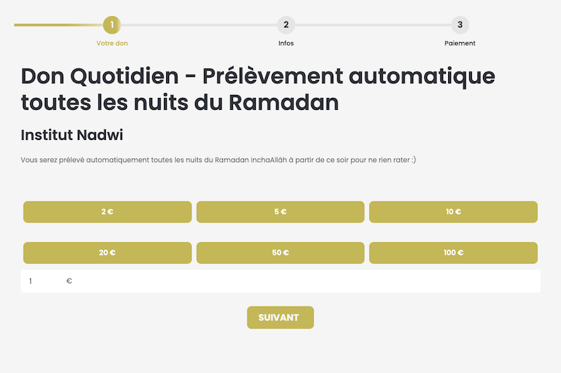 don automatique Institut Nadwi - ramadan 2025