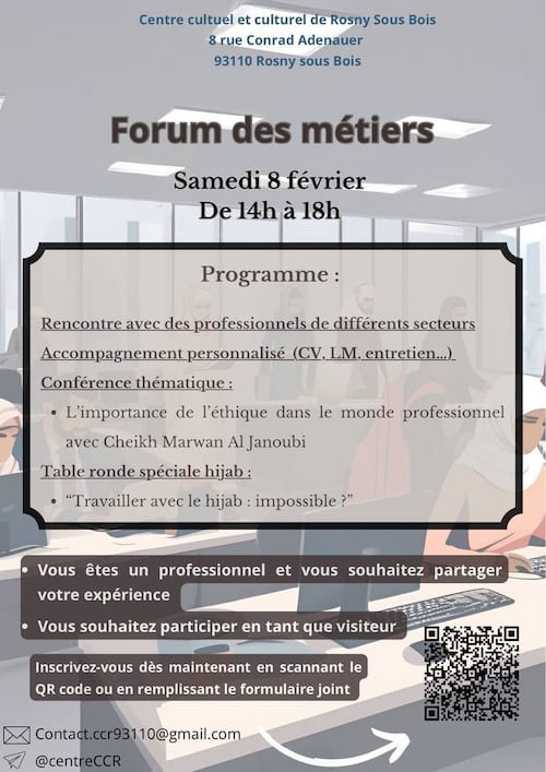 Forum des métiers et de l'orientation à la mosquée de Rosny-sous-Bois, 8 février 2025