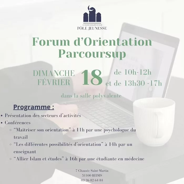 Forum des métiers et de l'orientation / accompagnement Parcoursups à la grande mosquée de Reims