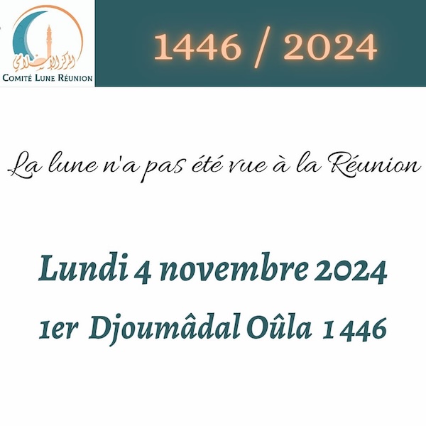 jumada al-awwal 2024 1446 Ile de la Réunion - calendrier musulman