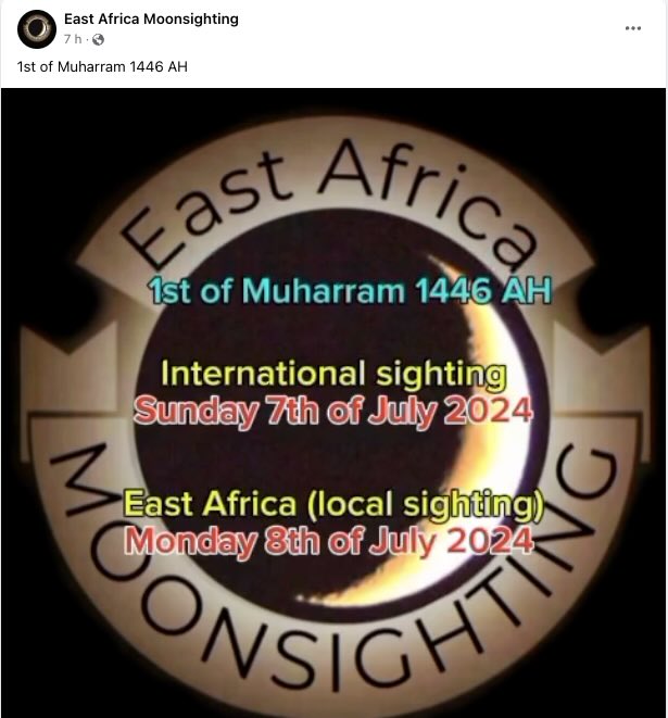 muharram 2024 1446 Kenya / Tanzanie - calendrier musulman