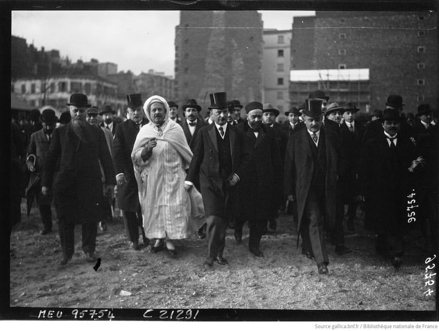 Pose de la première pierre de la mosquée de Paris, 19 octobre 1922