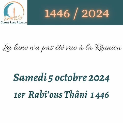 rabi ath-thani 2024 1446 La Réunion - calendrier musulman